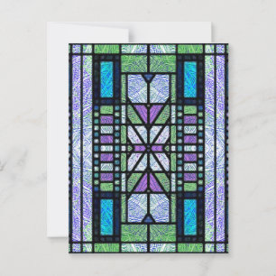 Carte Postale Art Déco de verre coloré en bleu et violet