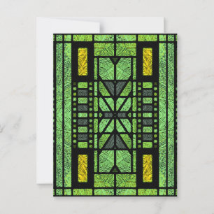 Carte Postale Art Déco de verre coloré en vert et or