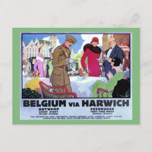 Carte Postale Art déco des années 1920 vintage voyage en Belgiqu