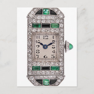 Carte postale Art déco Emeralds and Diamonds Watch