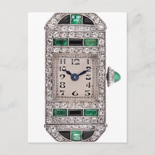Carte postale Art déco Emeralds and Diamonds Watch (Devant)