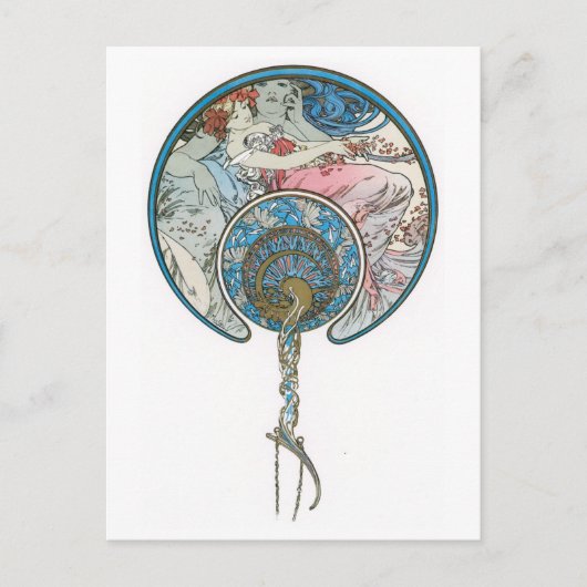 Carte postale Art Déco Femme Lady Illustration Vin (Devant)