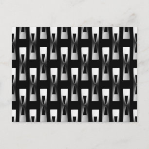 Carte Postale Art Déco Géométrique Métallisé - Argent et Noir