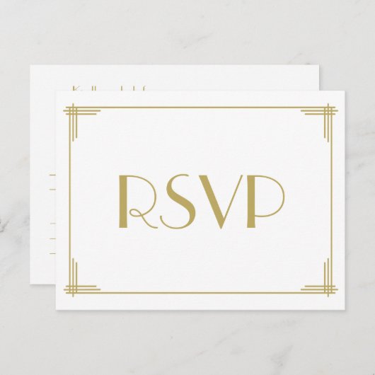 Carte postale Art Déco Great Gatsby Wedding RSVP (Devant / Derrière)