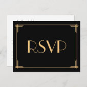Carte postale Art Déco Great Gatsby Wedding RSVP (Devant / Derrière)