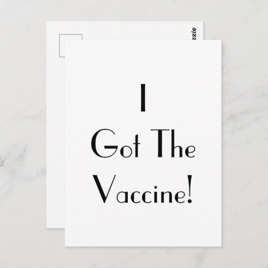 Carte Postale Art Deco I Got The Vaccine Typography Postcard (Devant / Derrière)