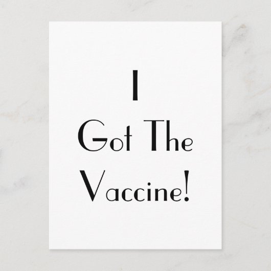 Carte Postale Art Deco I Got The Vaccine Typography Postcard (Devant)