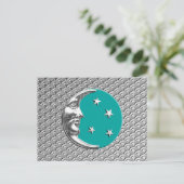 Carte Postale Art Déco Lune et étoiles - Turquoise & Silver (Debout devant)
