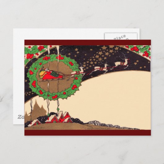 Carte postale Art Déco Noël Père Noël (Devant / Derrière)