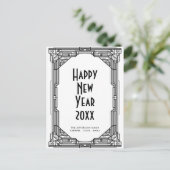 Carte Postale Art déco noir et blanc Bonne année (Debout devant)