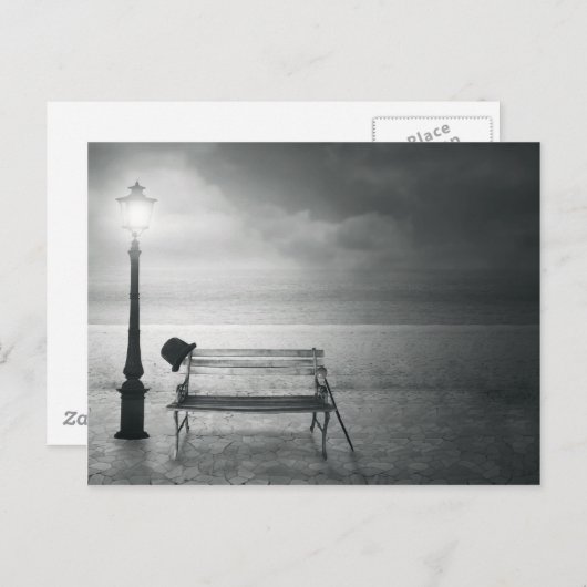 Carte Postale Art déco noir et blanc d'art de photo, cru, (Devant / Derrière)