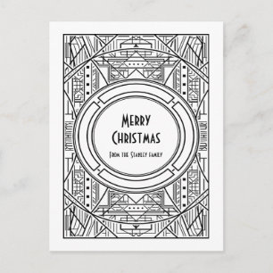 Carte Postale Art déco noir et blanc Joyeux Noël