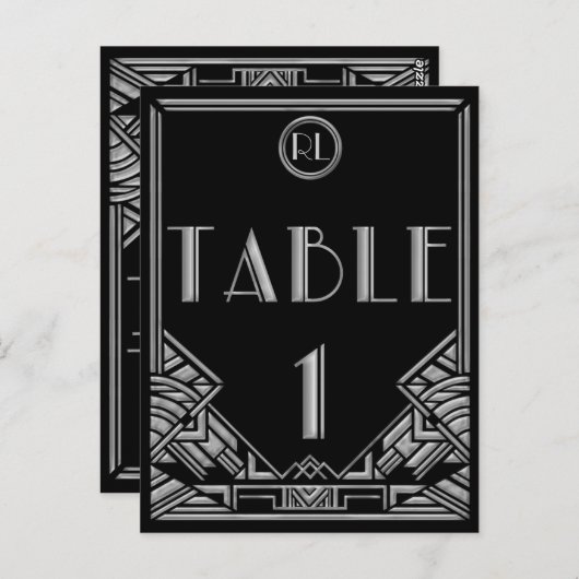 Carte Postale Art Déco Noir Gatsby Style Tableau Numéro 1 (Devant / Derrière)