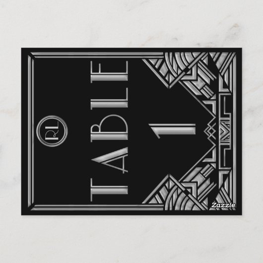 Carte Postale Art Déco Noir Gatsby Style Tableau Numéro 1 (Dos)