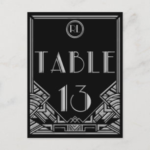 Carte Postale Art Déco Noir Gatsby Style Tableau Numéro 13