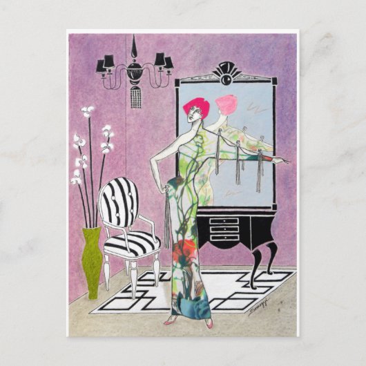 Carte postale Art Déco—Peinture originale (Devant)