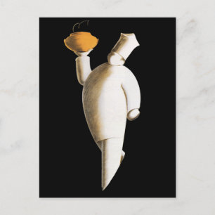 Carte Postale Art Déco Restaurant Chef, Affaires Vintages