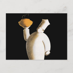 Carte Postale Art Déco Restaurant Chef, Affaires Vintages