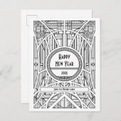 Carte Postale Art déco rétro Bonne année (Devant / Derrière)
