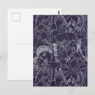 Carte Postale Art Déco Romain SPQR Violet Foncé Esthétique Art