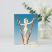 Carte Postale Art Déco Ski Blonde Pin Up (Debout devant)