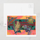 Carte Postale Art Déco - Splash couleur femme (Devant / Derrière)