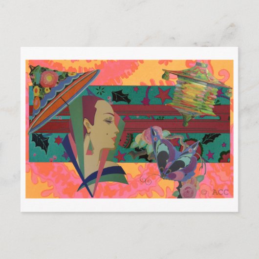 Carte Postale Art Déco - Splash couleur femme (Devant)