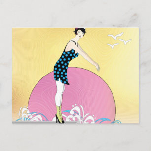 Carte Postale Art Déco Sweet Swimmer Lady