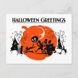 Carte Postale Art déco vintage effrayant Chat noir Défilé d'Hall
