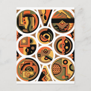 Carte Postale Art Déco vintage pochoir jazz cercles géométriques