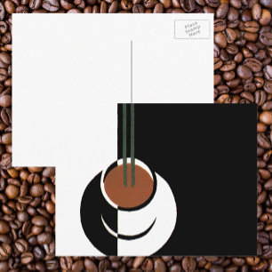 Carte Postale Art Déco vintage, tasse de café avec vapeur