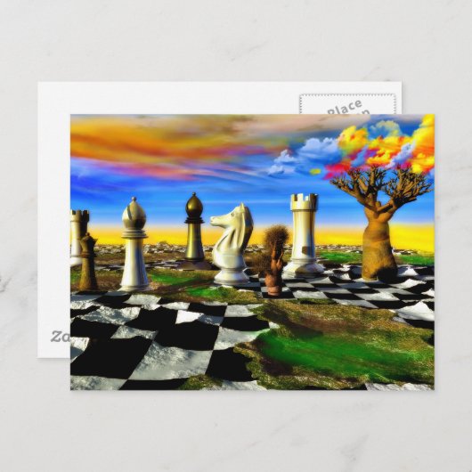 Carte Postale Art des échecs (Devant / Derrière)