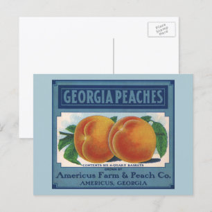 Carte Postale Art d'étiquette de caisse de fruits vintage, pêche