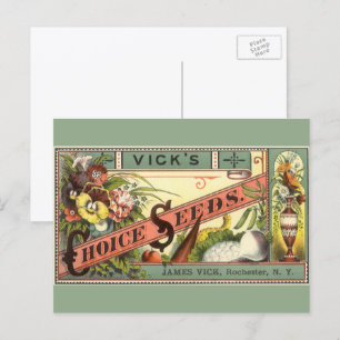 Carte Postale Art d'étiquette de paquet de graines vintage, grai