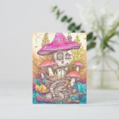 Carte Postale Art d'illustration du village de champignons rétro (Debout devant)