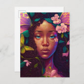 Carte Postale Art d'Imaginaire Fée Noire Africain (Devant / Derrière)