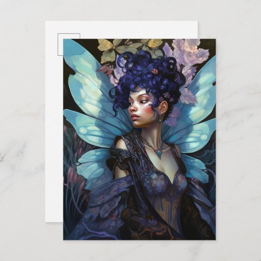Carte Postale Art d'Imaginaire Fée Noire Africain (Devant / Derrière)