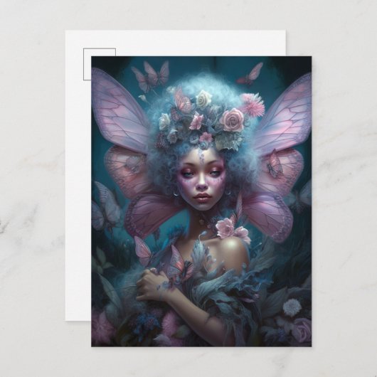 Carte Postale Art d'Imaginaire Fée Noire Africain (Devant / Derrière)