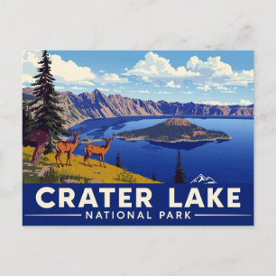 Carte Postale Art du cerf du parc national du lac Crater