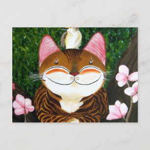 Carte Postale art du chat - bois (5 éléments)