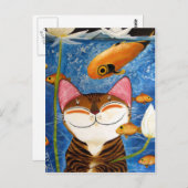 Carte Postale art du chat - eau (5 éléments) (Devant / Derrière)