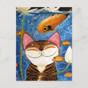 Carte Postale art du chat - eau (5 éléments)