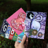 Carte Postale Art du cygne rose et violet OEuvre d'art des cygne