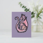 Carte Postale Art du dragon rose conception de dragons mignons a (Debout devant)