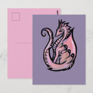 Carte Postale Art du dragon rose conception de dragons mignons a