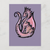 Carte Postale Art du dragon rose conception de dragons mignons a (Devant)