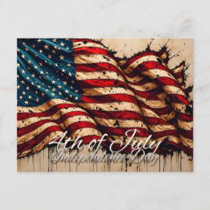 Carte Postale Art du drapeau américain vintage pour le 4 juillet