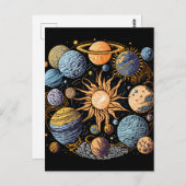 Carte Postale Art du système solaire (Devant / Derrière)