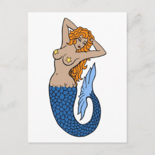 Carte Postale Art du tatouage vintage de sirène
