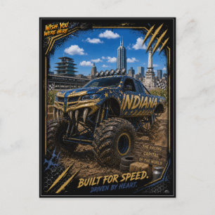 Carte Postale Art du tout-terrain de Monster Truck de l'Indiana